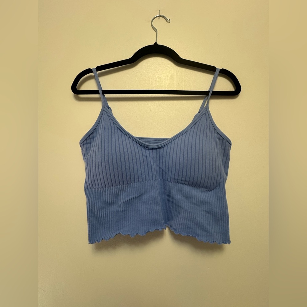 No Boundaries Light Blue Ribbed Crop Top